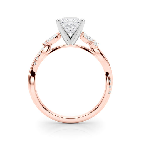 Rose gold Princess Diamond Floral Vine Solitaire Engagement Ring