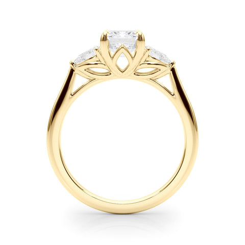 Yellow gold Three-Stone Marquise Cut Diamond Ring with Pear Side Stones on a Platinum Band and Four-Prong Setting