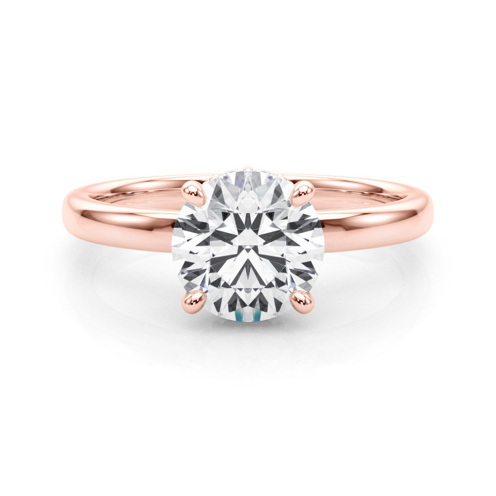 Rose gold Round Brilliant Solitaire Engagement Ring with Six-Prong Setting and Classic Band