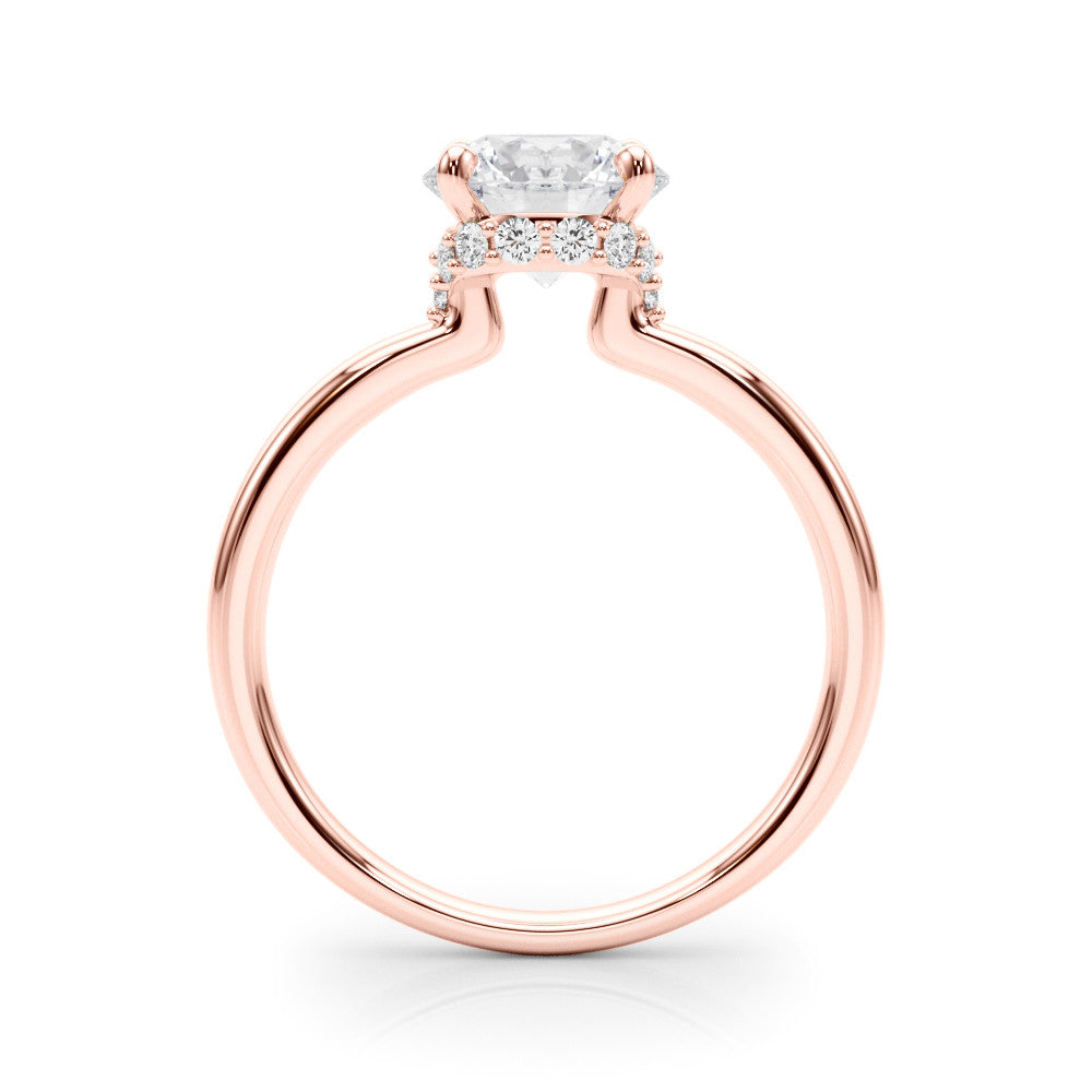Rose gold Round Brilliant Solitaire Engagement Ring with Six-Prong Setting and Classic Band