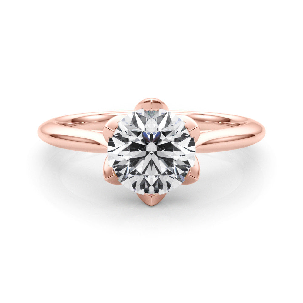 Rose gold Round Solitaire Diamond Ring with Six-Prong Setting and Classic Band