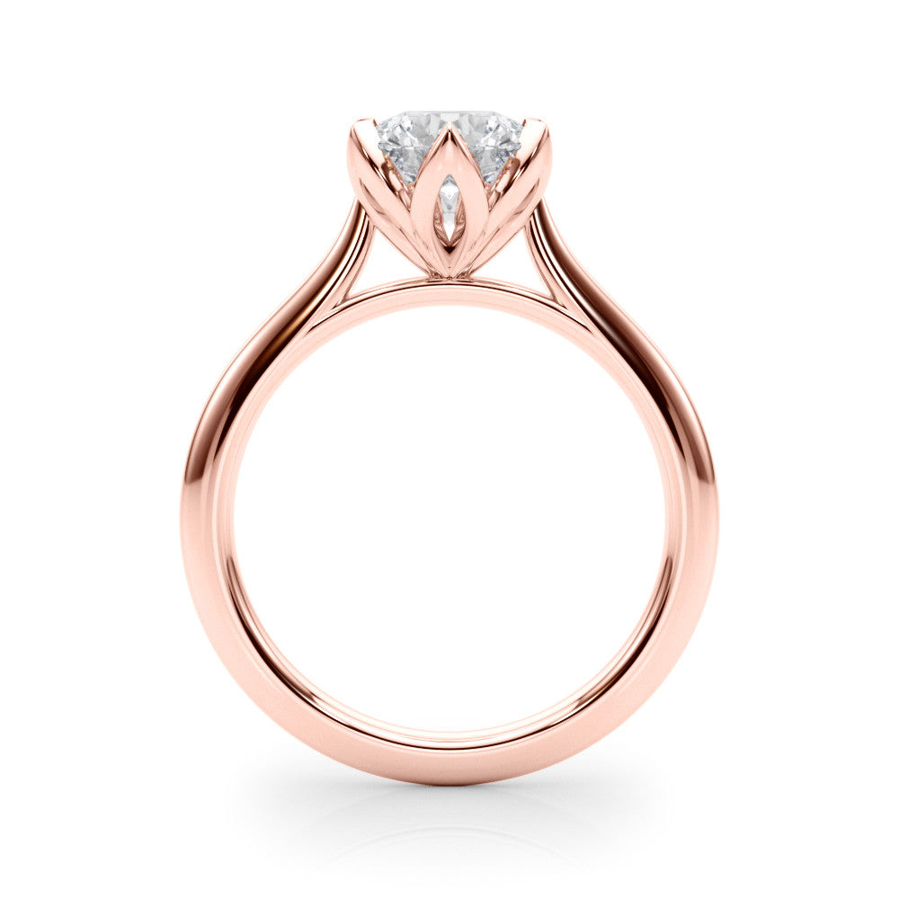Rose gold Round Solitaire Diamond Ring with Six-Prong Setting and Classic Band