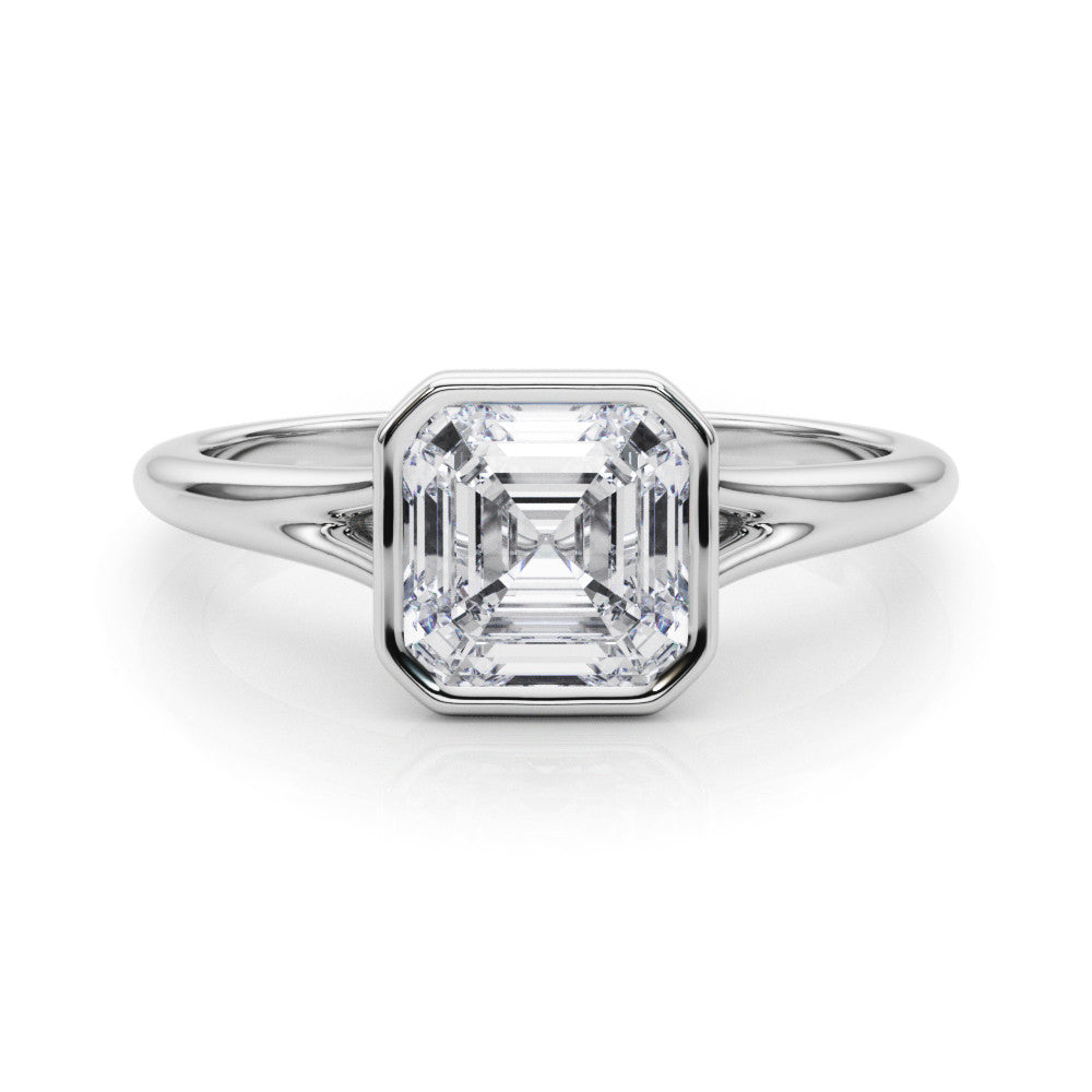 Platinum Bezel Set Radiant Cut Solitaire Ring