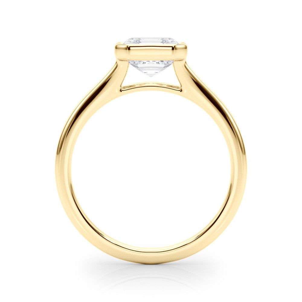 Yellow gold Bezel Set Pear Cut Solitaire Ring