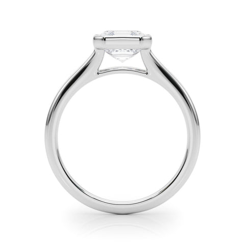 Silver Bezel Set Asscher Cut Solitaire Ring