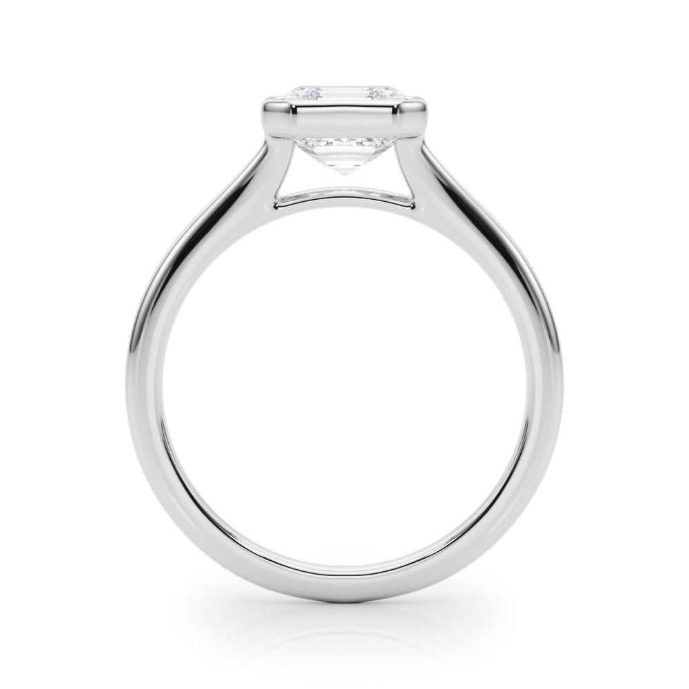 Platinum Bezel Set Emerald Cut Solitaire Ring
