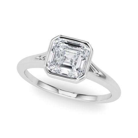 Platinum Bezel Set Emerald Cut Solitaire Ring