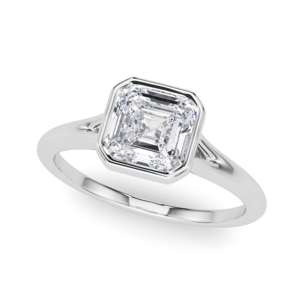 Platinum Bezel Set Emerald Cut Solitaire Ring