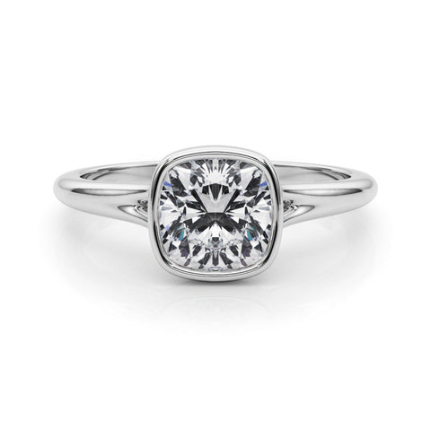 Platinum Bezel Set Cushion Cut Solitaire Ring