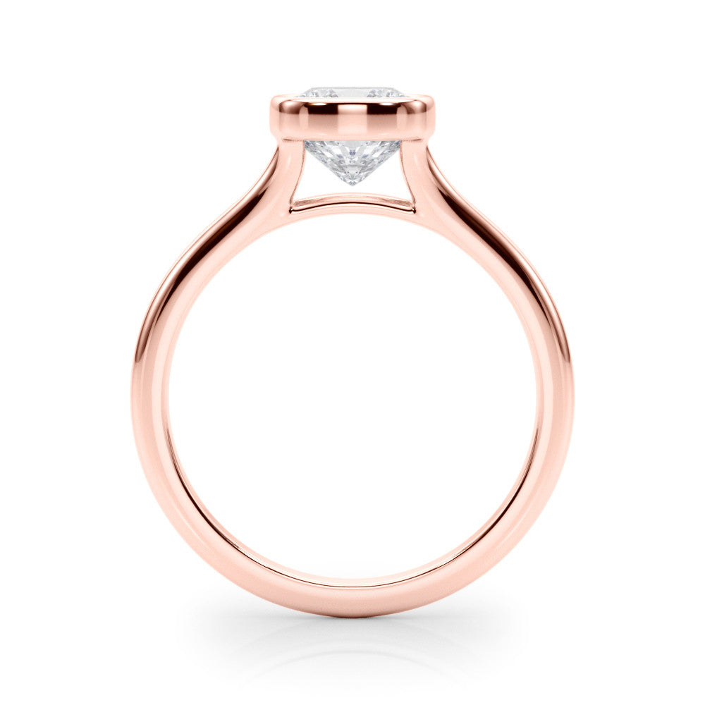 Rose gold Bezel Set Cushion Cut Solitaire Ring