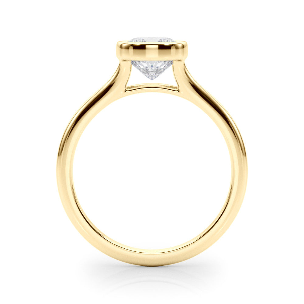 Yellow gold Bezel Set Cushion Cut Solitaire Ring