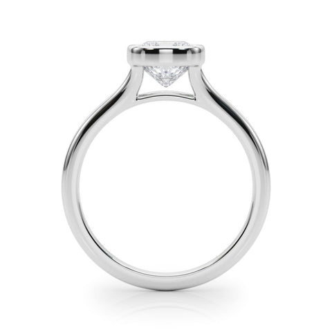 White gold Bezel Set Cushion Cut Solitaire Ring