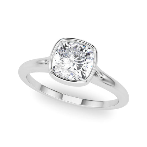 Platinum Bezel Set Cushion Cut Solitaire Ring