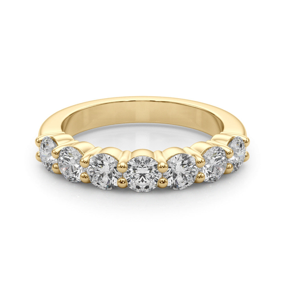 Yellow gold Round Diamond Prong Set Half-Eternity Band