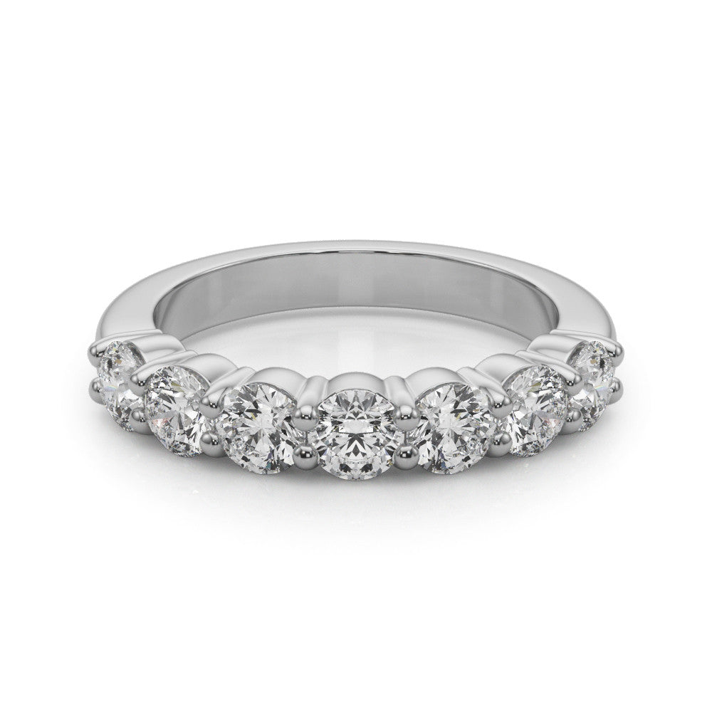 White gold Round Diamond Prong Set Half-Eternity Band