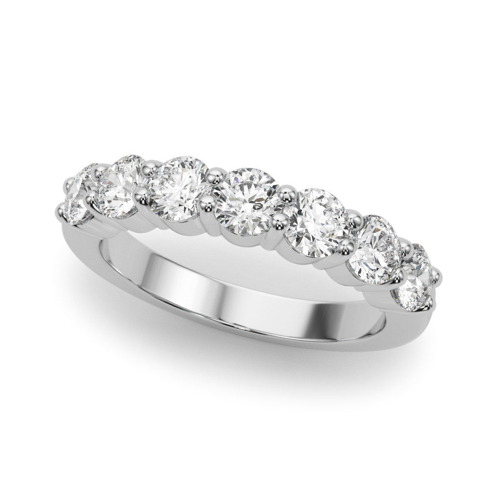 White gold Round Diamond Prong Set Half-Eternity Band