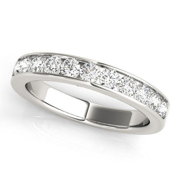 Silver Channel Set Round Diamond Eternity Band