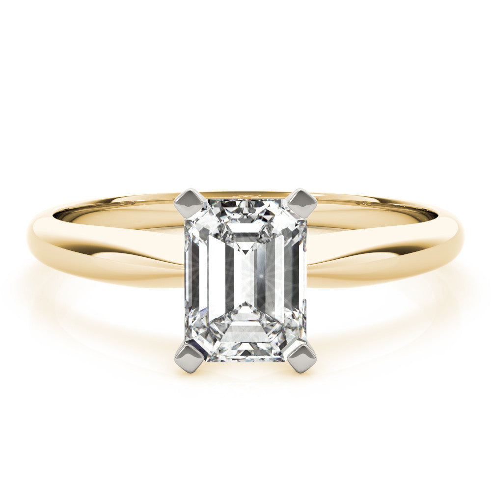 Yellow gold Heart Cut Solitaire Ring with Four-Prong Setting on a Classic Band