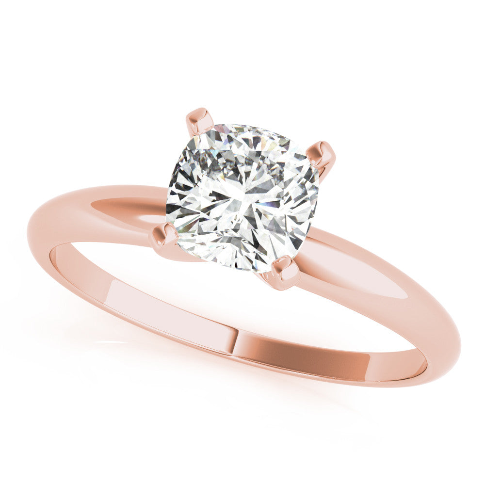 Rose gold Heart Cut Solitaire Engagement Ring with Round Band and Four-Prong Setting