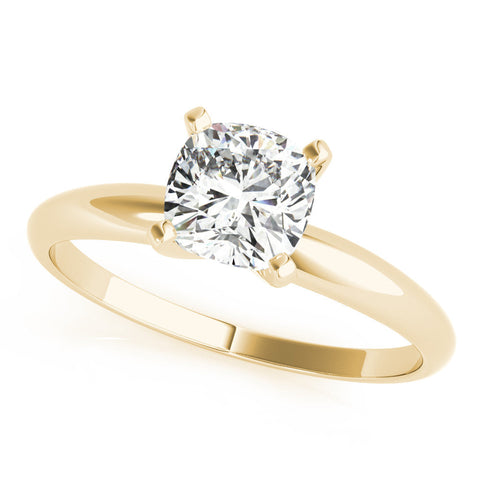 Yellow gold Heart Cut Solitaire Engagement Ring with Round Band and Four-Prong Setting