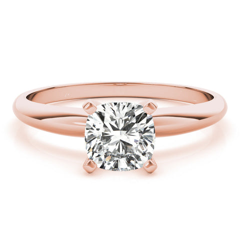 Rose gold Heart Cut Solitaire Engagement Ring with Round Band and Four-Prong Setting
