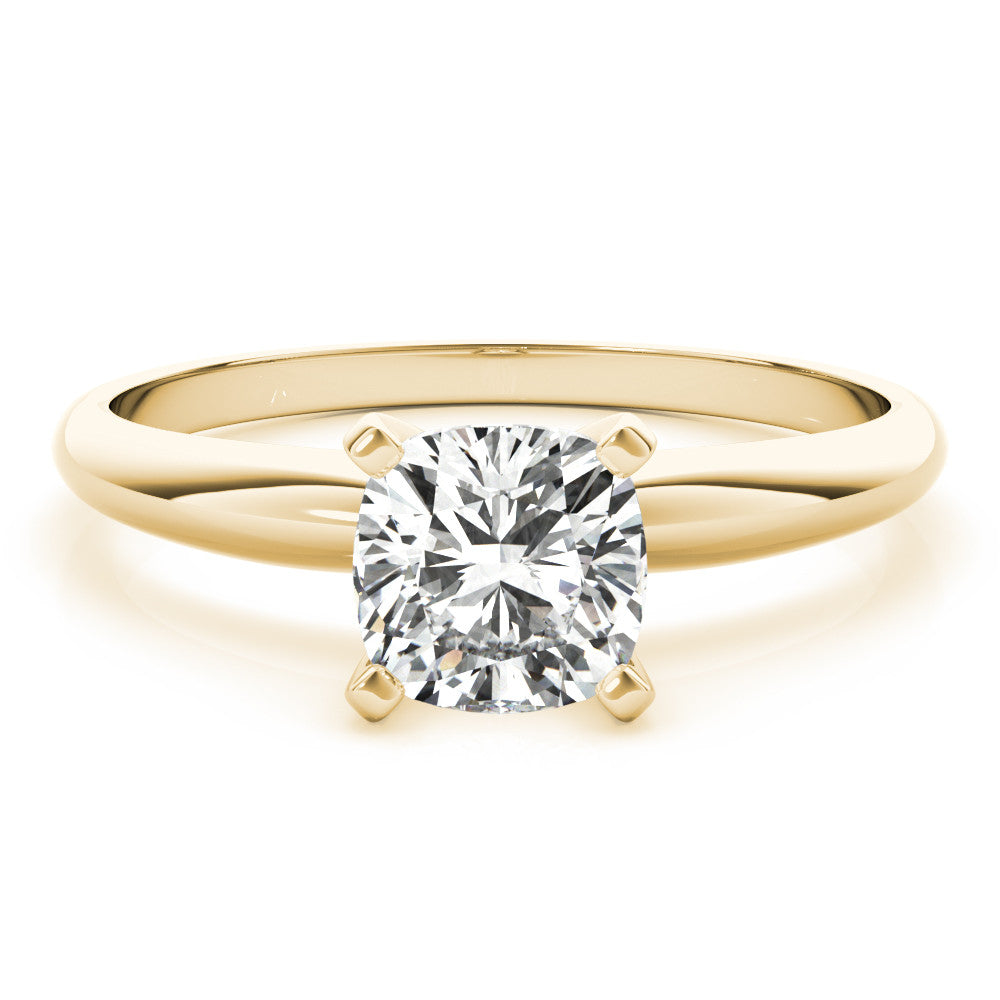 Yellow gold Heart Cut Solitaire Engagement Ring with Round Band and Four-Prong Setting