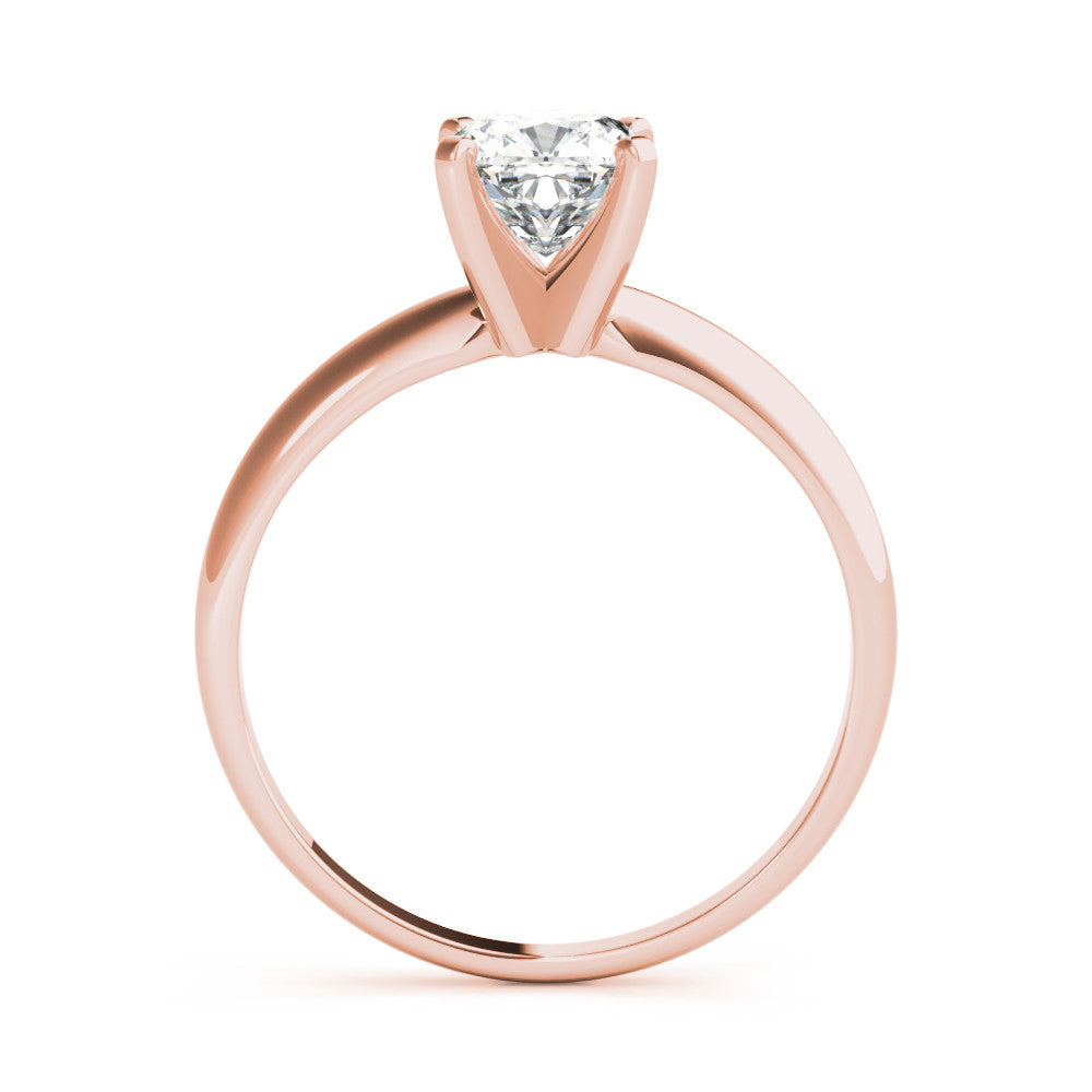 Rose gold Heart Cut Solitaire Engagement Ring with Round Band and Four-Prong Setting