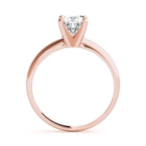 Rose gold Heart Cut Solitaire Engagement Ring with Round Band and Four-Prong Setting