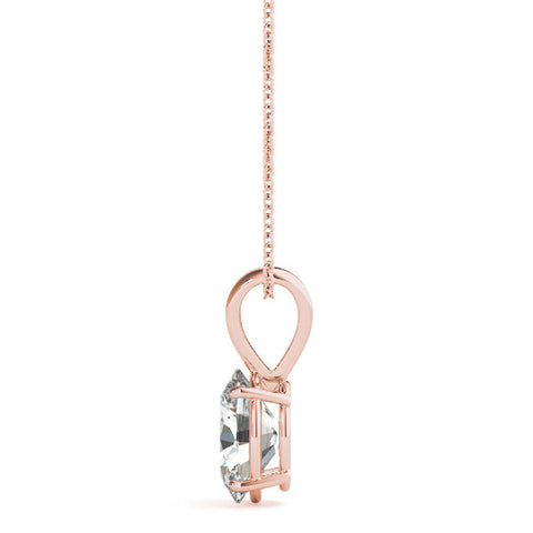 Rose gold Oval Solitaire Diamond Prong Pendant