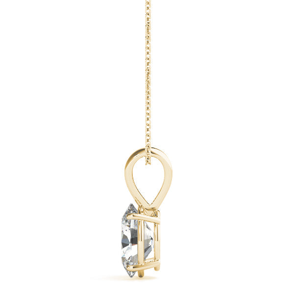Yellow gold Oval Solitaire Diamond Prong Pendant