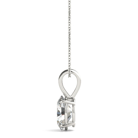 White gold Oval Solitaire Diamond Prong Pendant