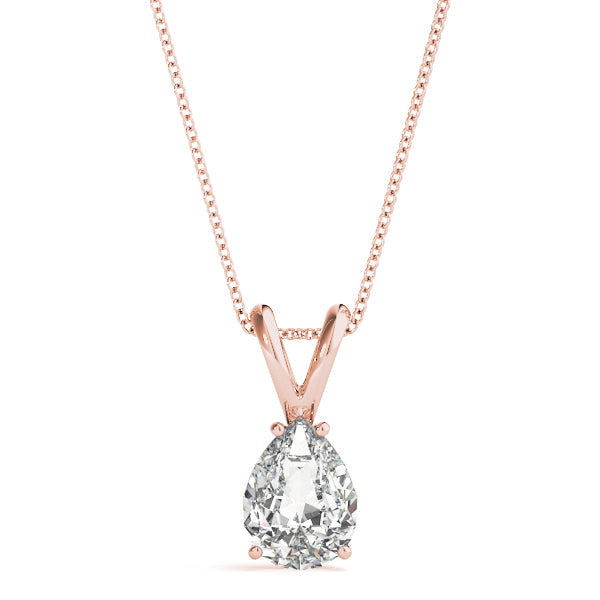 Rose gold Pear Cut Solitaire Pendant with Three-Prong Setting