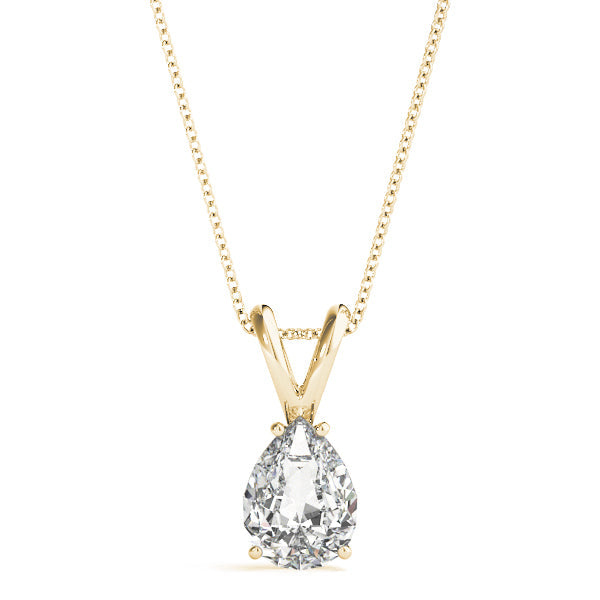 Yellow gold Pear Cut Solitaire Pendant with Three-Prong Setting