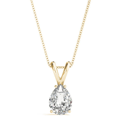 Yellow gold Pear Cut Solitaire Pendant with Three-Prong Setting