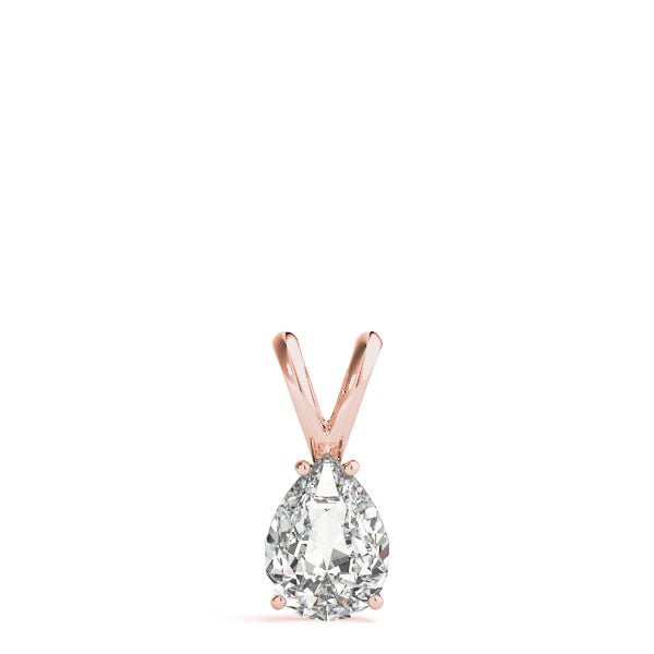 Rose gold Pear Cut Solitaire Pendant with Three-Prong Setting