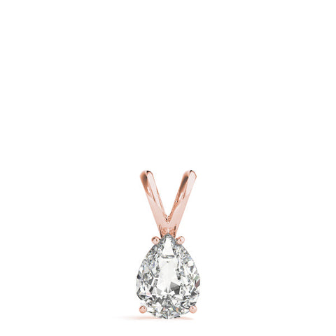 Rose gold Pear Cut Solitaire Pendant with Three-Prong Setting