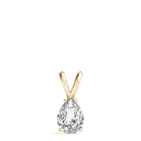 Yellow gold Pear Cut Solitaire Pendant with Three-Prong Setting