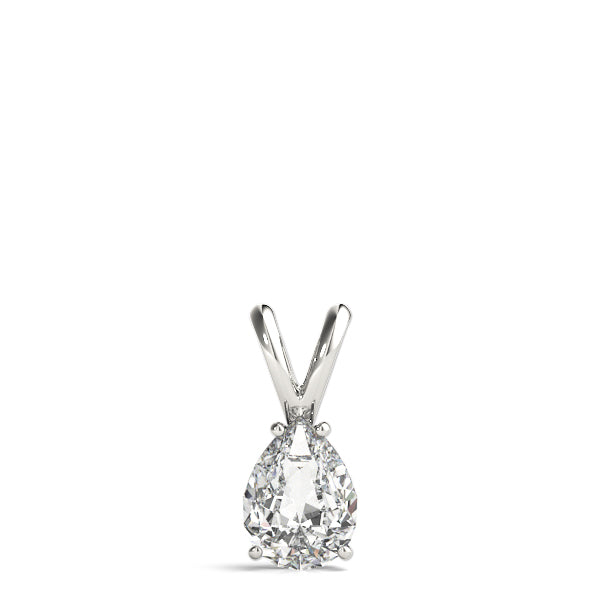 White gold Pear Cut Solitaire Pendant with Three-Prong Setting