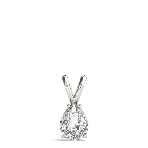 White gold Pear Cut Solitaire Pendant with Three-Prong Setting