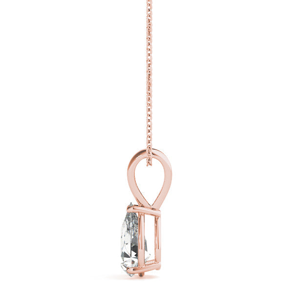 Rose gold Pear Cut Solitaire Pendant with Three-Prong Setting
