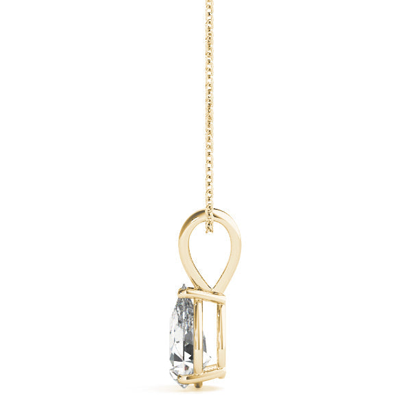 Yellow gold Pear Cut Solitaire Pendant with Three-Prong Setting