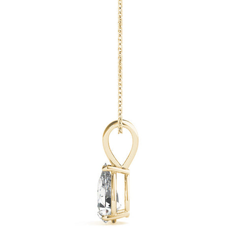 Yellow gold Pear Cut Solitaire Pendant with Three-Prong Setting