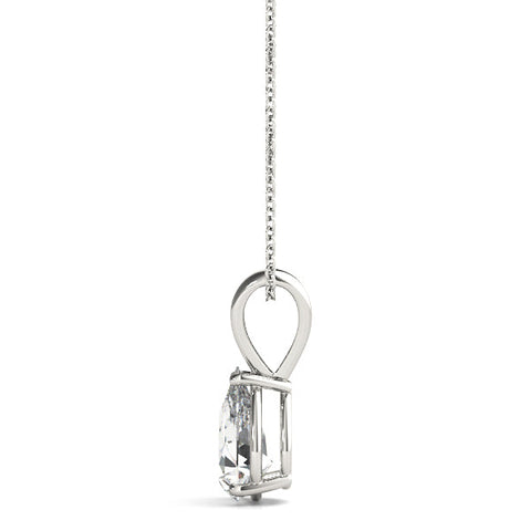 White gold Pear Cut Solitaire Pendant with Three-Prong Setting
