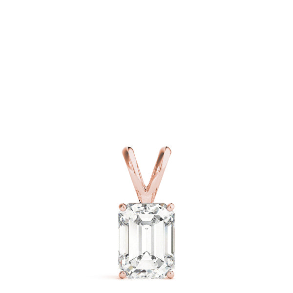 Rose gold Emerald Cut Solitaire Pendant with Four-Prong Setting