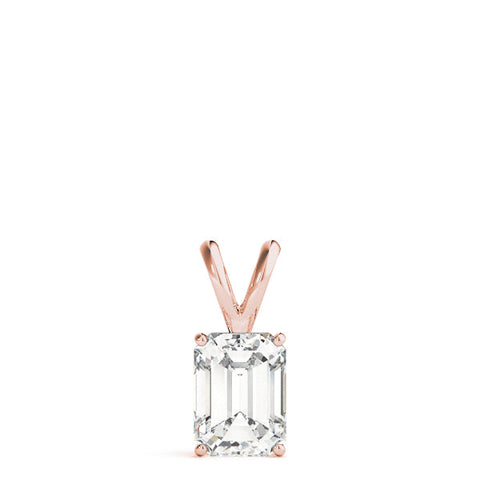 Rose gold Emerald Cut Solitaire Pendant with Four-Prong Setting