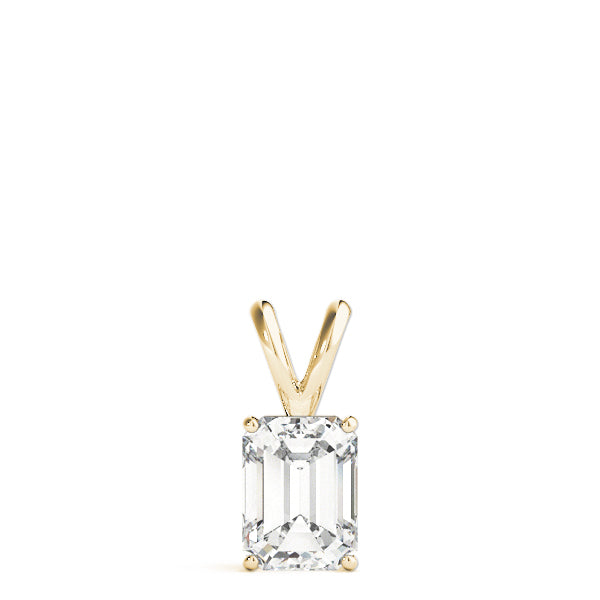 Yellow gold Emerald Cut Solitaire Pendant with Four-Prong Setting