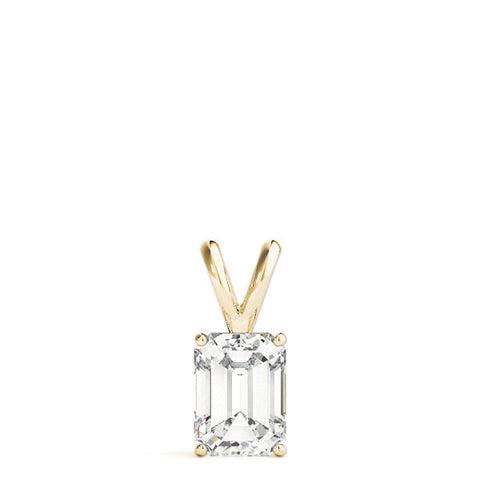 Yellow gold Emerald Cut Solitaire Pendant with Four-Prong Setting