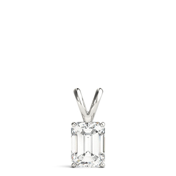 White gold Emerald Cut Solitaire Pendant with Four-Prong Setting