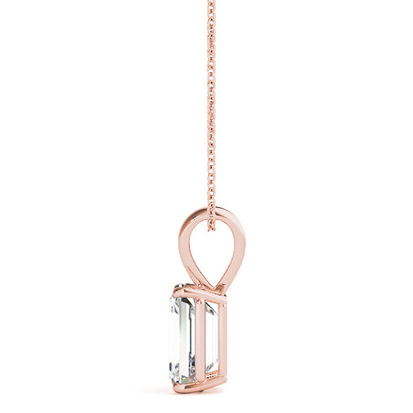 Rose gold Emerald Cut Solitaire Pendant with Four-Prong Setting