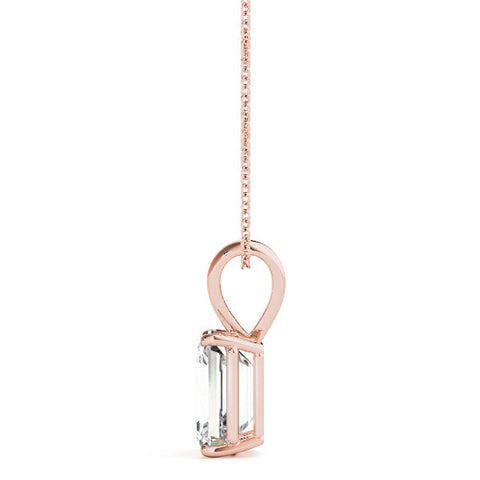 Rose gold Emerald Cut Solitaire Pendant with Four-Prong Setting